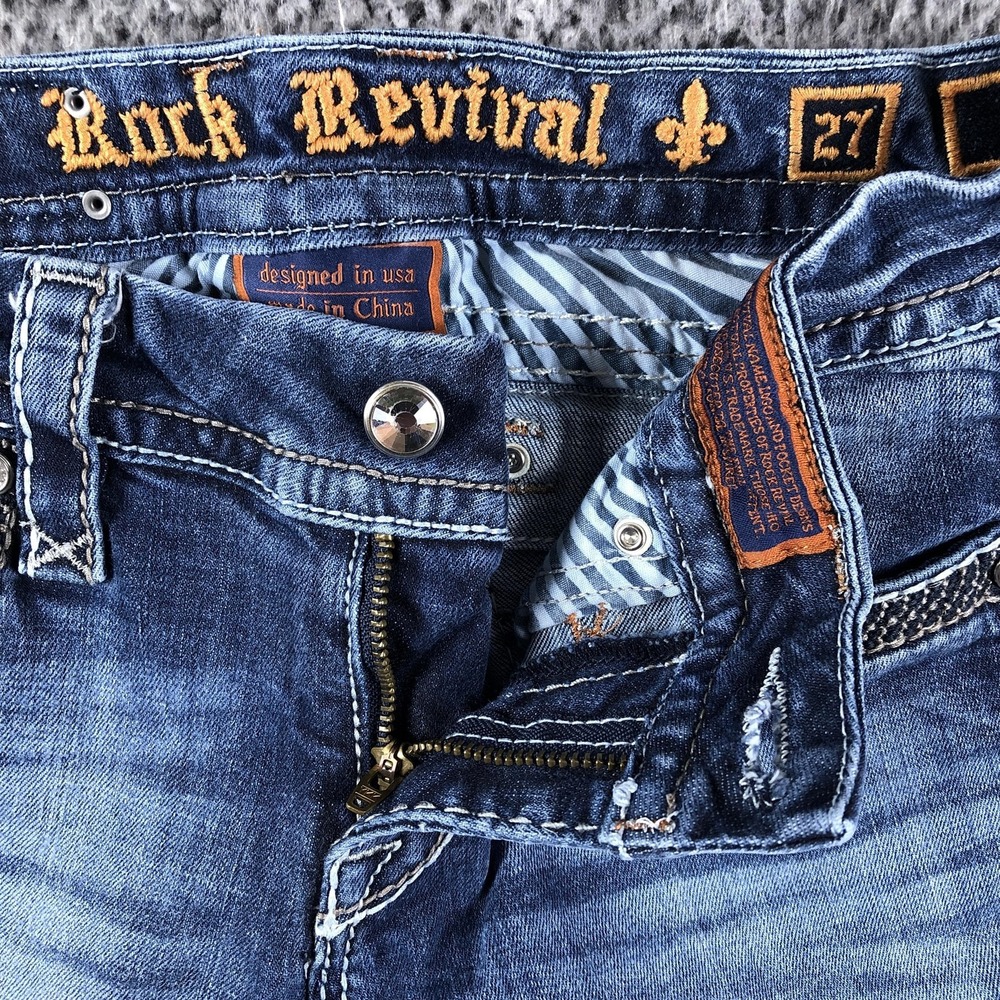 Rock Revival Jeans Womens 27 Blue Med Wash Low Rise Capri Stretch Denim - Picture 12 of 16